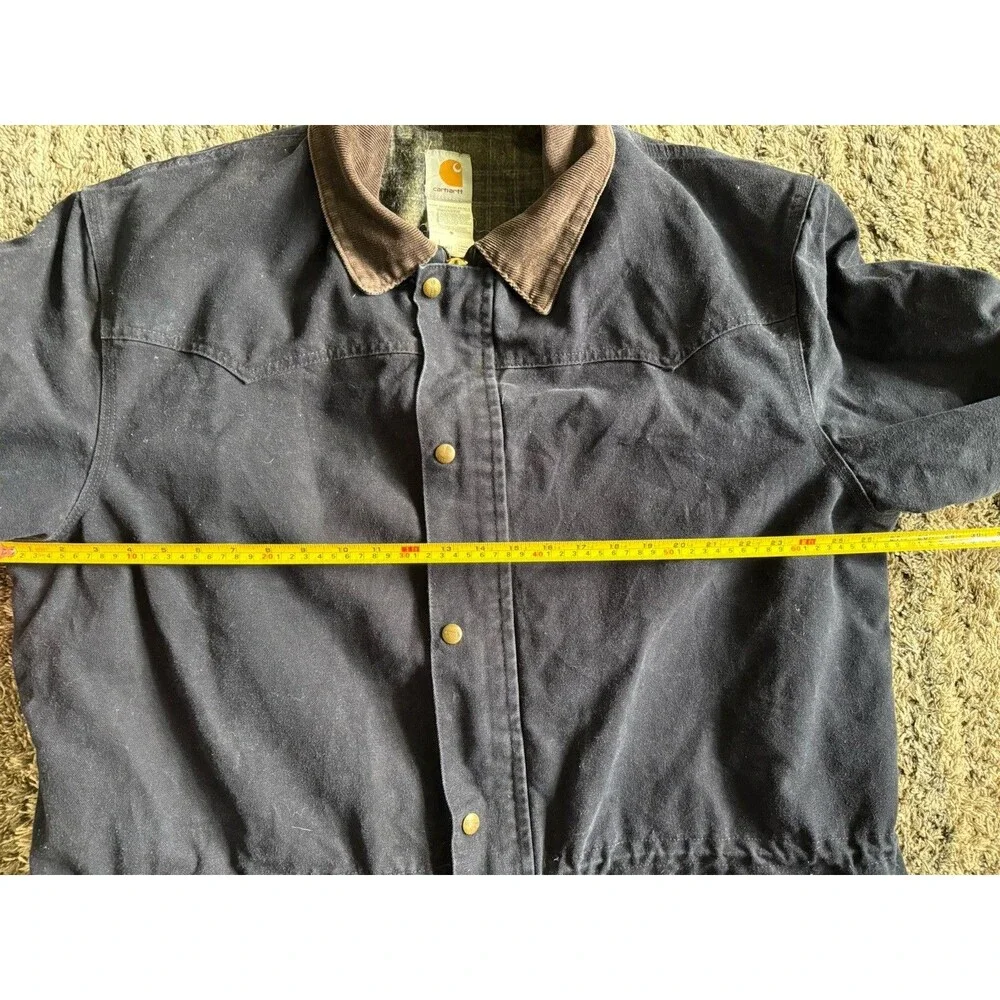 Vintage Carhartt C52 MDT Chore Barn Jacket XL Midnight Blue Plaid Blanket Lined